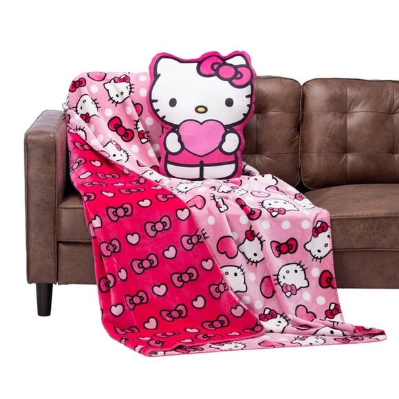 Hello Kitty Other - Hello Kitty Pink and White Throw Blanket